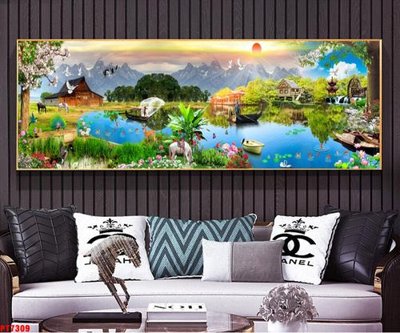 File PSD Tranh sơn thủy thác nước PT7309 (nguyên gốc) chất lượng cao