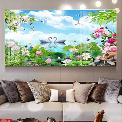 Download file gốc Tranh sơn thủy thác nước PT7320 (in mica) trang trí