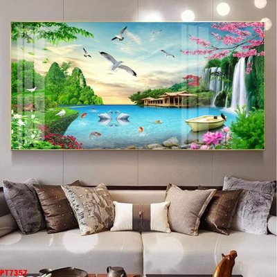 File ảnh Tranh sơn thủy thác nước PT7357 (gốc) in poster