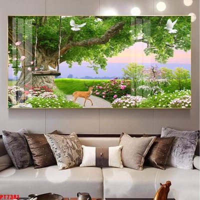 File gốc Tranh sơn thủy thác nước PT7381 (cho in ấn) độc quyền