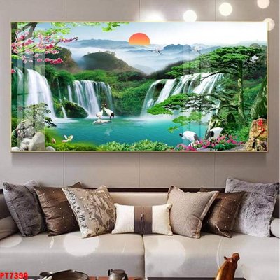 Mua file tranh gốc Tranh sơn thủy thác nước PT7399 tại Filetranh.com