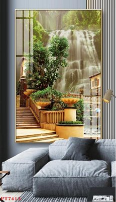 File tranh Tranh sơn thủy thác nước PT7413 (gốc) chủ đề tĩnh vật