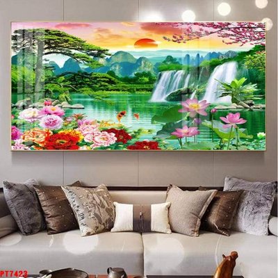 File gốc Tranh sơn thủy thác nước PT7423 (PSD/TIFF) độ phân giải cao