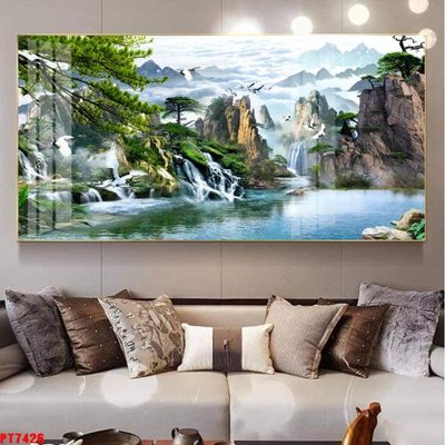File gốc Tranh sơn thủy thác nước PT7426 (cho in UV) siêu nét