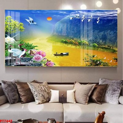 File tranh Tranh sơn thủy thác nước PT7442 (gốc) chủ đề thành phố