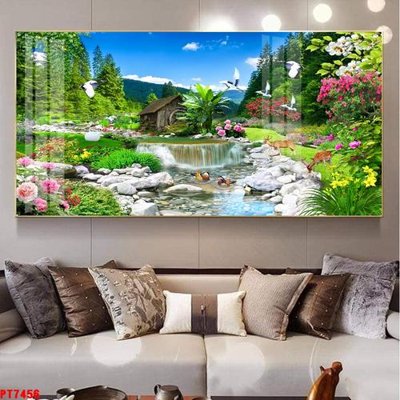 Tệp tin gốc Tranh sơn thủy thác nước PT7456 (chất lượng cao) Tranh sơn thủy thác nước PT7456