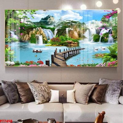 Tải file gốc Tranh sơn thủy thác nước PT7459 (in không vỡ ảnh)
