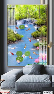 File in mica Tranh sơn thủy thác nước PT7468 (bản gốc) sắc sảo