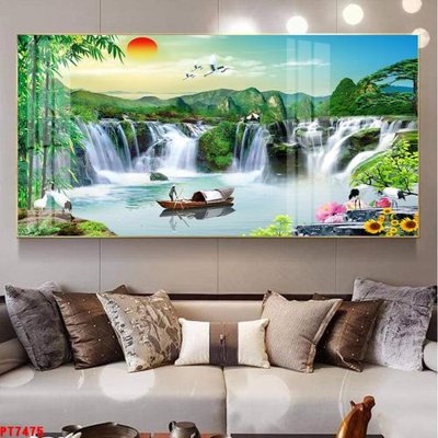 Tải file gốc Tranh sơn thủy thác nước PT7475 (in không vỡ ảnh)
