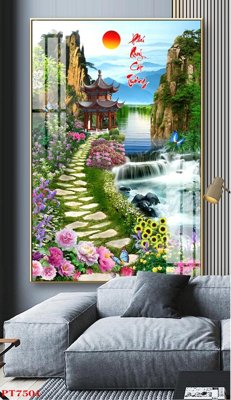 File ảnh Tranh sơn thủy thác nước PT7501 (gốc) in standee