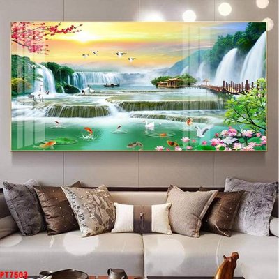Tải file Tranh sơn thủy thác nước PT7503 (gốc) in nhanh
