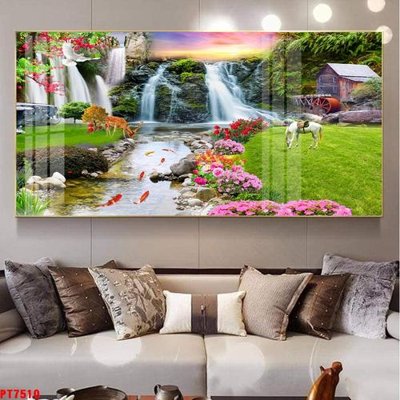 File tranh Tranh sơn thủy thác nước PT7510 (gốc) chủ đề tĩnh vật