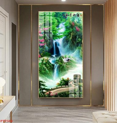 Chi tiết file gốc Tranh sơn thủy thác nước PT7516 (cho in tráng gương)