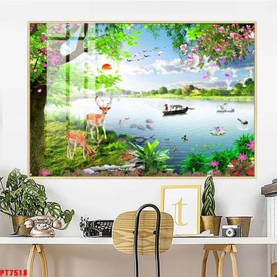 Mua file gốc Tranh sơn thủy thác nước PT7518 (PSD) tại Filetranh.com