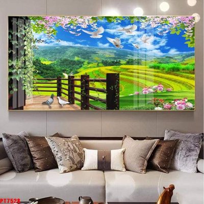 File tranh Tranh sơn thủy thác nước PT7528 (gốc) in backlit film