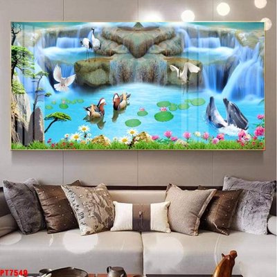 Tải file gốc Tranh sơn thủy thác nước PT7549 (bản PSD) còn layer