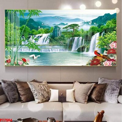Tải file Tranh sơn thủy thác nước PT7564 (ảnh gốc) in tráng gương