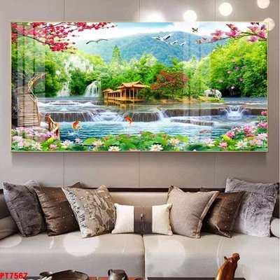 File in mica Tranh sơn thủy thác nước PT7567 (bản gốc) siêu trong