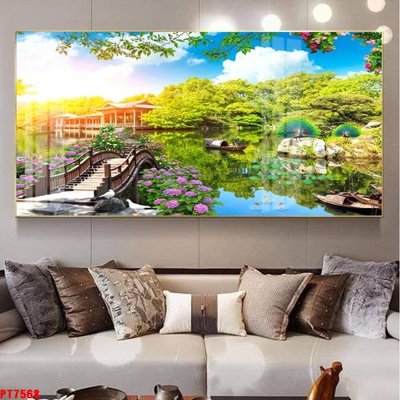 Hình ảnh file gốc Tranh sơn thủy thác nước PT7568 cho in UV