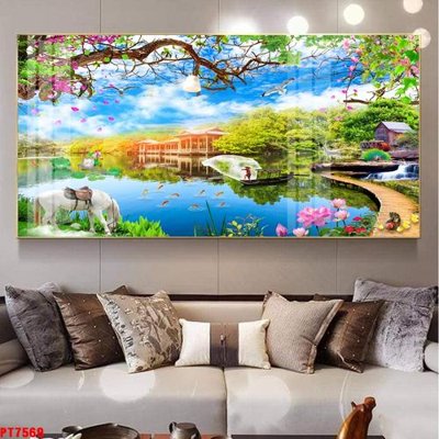 Mua file tranh gốc Tranh sơn thủy thác nước PT7569 tại Filetranh.com