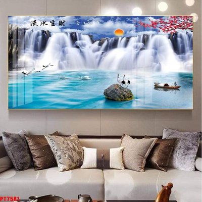 File gốc Tranh sơn thủy thác nước PT7581 (thiết kế) cho in ấn
