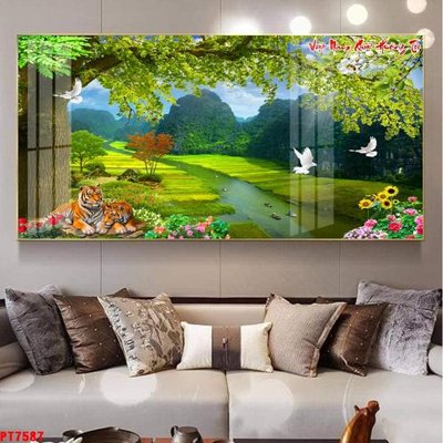 File gốc Tranh sơn thủy thác nước PT7587 (ảnh chi tiết) để in ấn