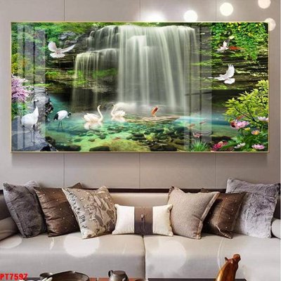 File tranh Tranh sơn thủy thác nước PT7597 (gốc) chủ đề trẻ em