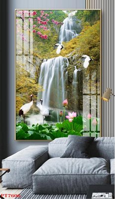 File tranh Tranh sơn thủy thác nước PT7606 (gốc) chủ đề tĩnh vật