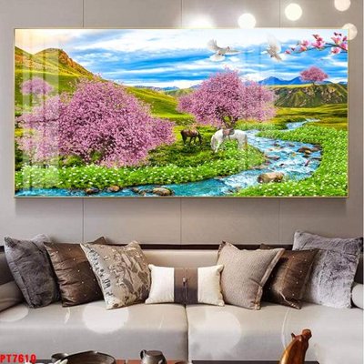 File gốc Tranh sơn thủy thác nước PT7610 (in mica) cắt laser