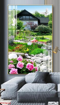 File tranh Tranh sơn thủy thác nước PT7612 (bản gốc) in canvas