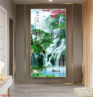 File ảnh Tranh sơn thủy thác nước PT7613 (gốc) in biển hiệu