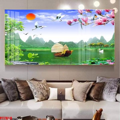 Tải file Tranh sơn thủy thác nước PT7619 (gốc) làm file tranh quảng cáo