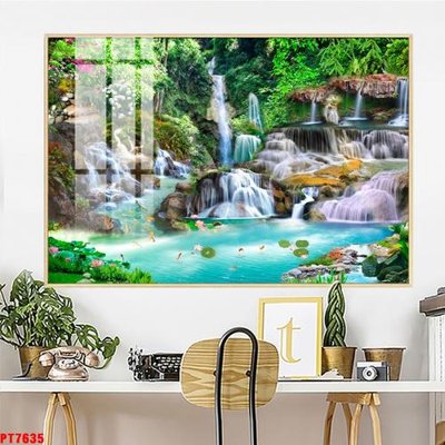 Tải file gốc Tranh sơn thủy thác nước PT7635 (in tráng gương) siêu đẹpFile tranh gốc Tranh sơn thủy thác nước PT7635 chất lượng cao