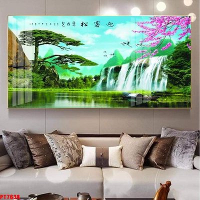 Download file Tranh sơn thủy thác nước PT7638 (gốc) in mica cao cấp