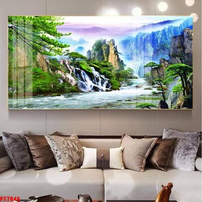 File in trần Tranh sơn thủy thác nước PT7645 (file gốc) chủ đề vũ trụ