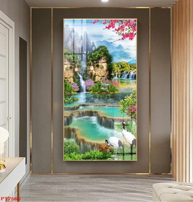 File gốc Tranh sơn thủy thác nước PT7662 (PNG) nền trong suốt