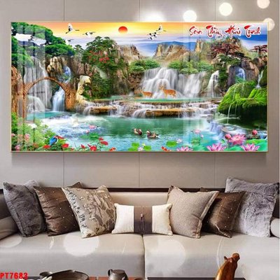 Mua file gốc Tranh sơn thủy thác nước PT7683 (chất lượng) tại Filetranh.com