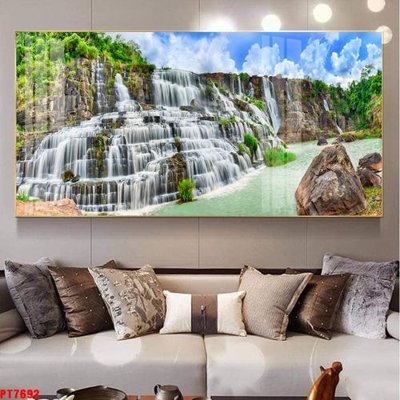 File tranh in tráng gương Tranh sơn thủy thác nước PT7692 (siêu nét)