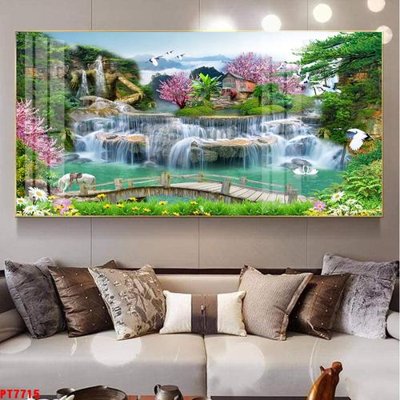 Tải file gốc Tranh sơn thủy thác nước PT7715 (bản PSD) gốc