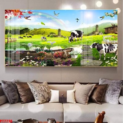 File tranh gốc Tranh sơn thủy thác nước PT7730 (bản quyền) độc đáo