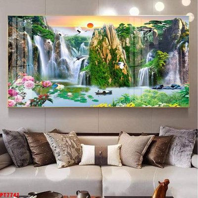 Tải file Tranh sơn thủy thác nước PT7741 (gốc) in ấn chất lượng