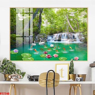 Tệp tin gốc Tranh sơn thủy thác nước PT7745 (dùng cho in) Tranh sơn thủy thác nước PT7745
