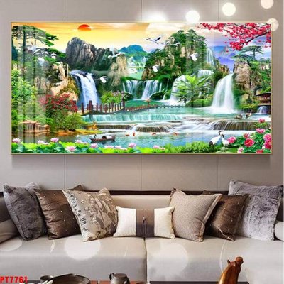 Tải file gốc Tranh sơn thủy thác nước PT7761 (bản PSD) đầy đủ layer