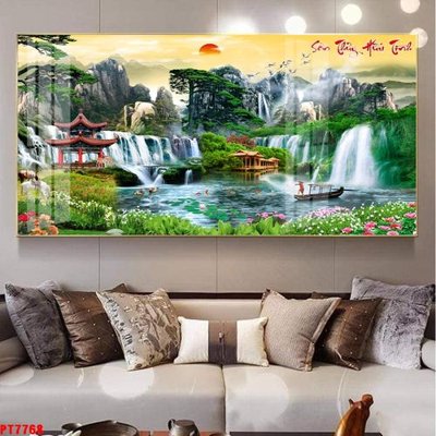 Mua file tranh gốc Tranh sơn thủy thác nước PT7768 tại Filetranh.com