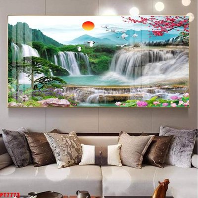 Tệp tin gốc Tranh sơn thủy thác nước PT7773 (dùng cho in) Tranh sơn thủy thác nước PT7773