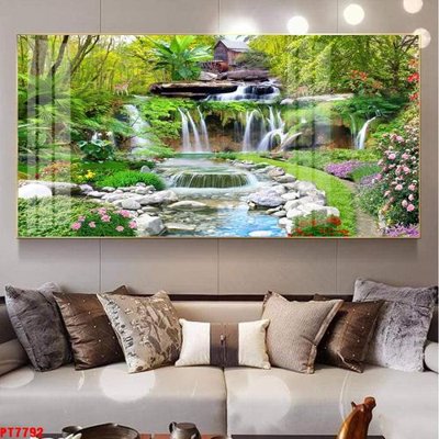 Download file gốc Tranh sơn thủy thác nước PT7792 (in mica) trang trí