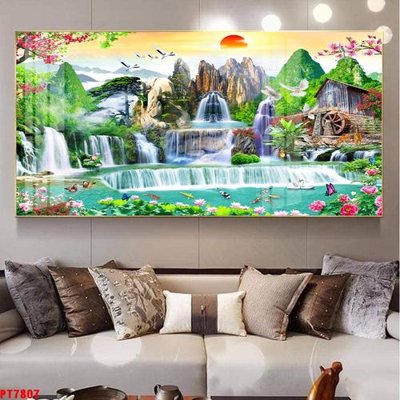 Tải về file gốc Tranh sơn thủy thác nước PT7807 (chuẩn in ấn)