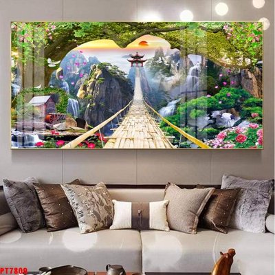 File in ấn Tranh sơn thủy thác nước PT7809 (bản gốc) sắc nét