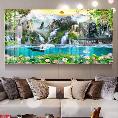 File PSD Tranh sơn thủy thác nước PT7811 (bản gốc) dễ dàng edit