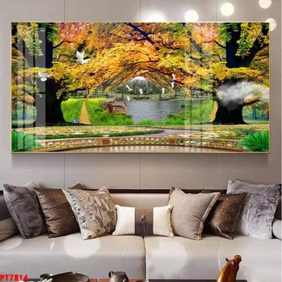 File tranh Tranh sơn thủy thác nước PT7814 (ảnh gốc) chi tiết rõ ràng